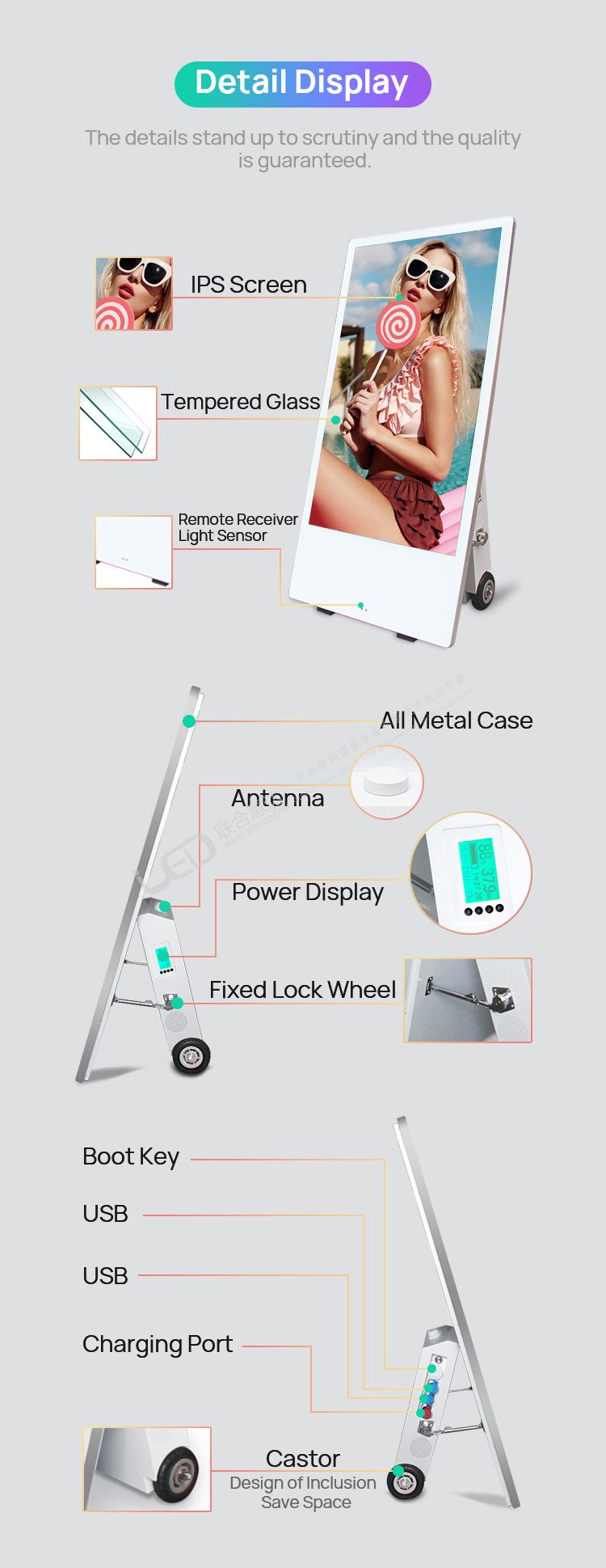 43inch Outdoor Moveable Advertising Player(图2)